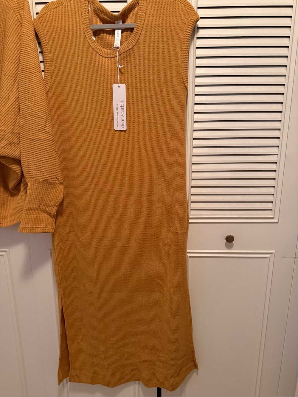 Sleeveless Midi Knit Dress in Mustard by Dear Starlett - Picture 2 of 3